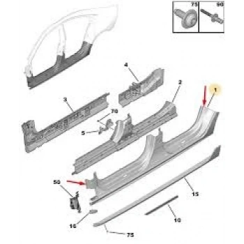 Marşpiyel  Etek Sacı Sağ Psa 508 B.M 2019- (Oem No: 1635516080)