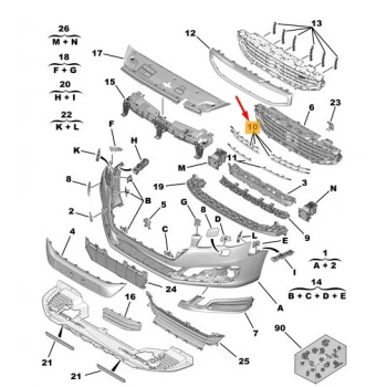 Ön Izgara Nıkelaj Psa 508 B.M 2015- (Oem No: 16122236Vd)