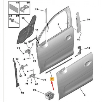 Ön Kapı Alt Fıtılı C3 B618 Psa Peugeot 97-00 (Oem No: 9818388180)
