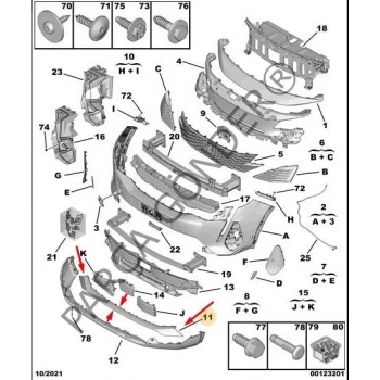 Ön Tampon Alt Çıtası Psa 3008/5008 B.M 2019- (Oem No: 983682721T)
