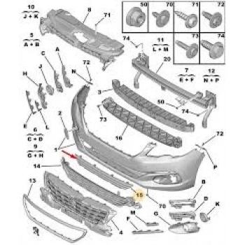 Ön Tampon Alt Havalandırma Psa 301 B.M 2012- (Oem No: 9817521580)
