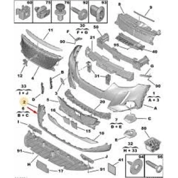 Ön Tampon Alt Parça Psa 2008 B.M 2018- (Oem No: 98280774Xt)