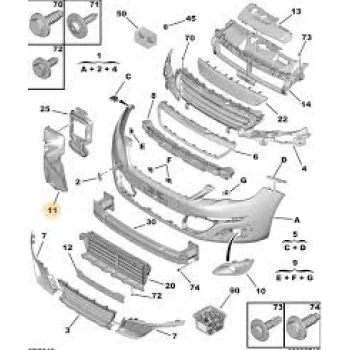 Ön Tampon Deflektörü Psa 308 (T9) B.M 2016- (Oem No: 9803474680)