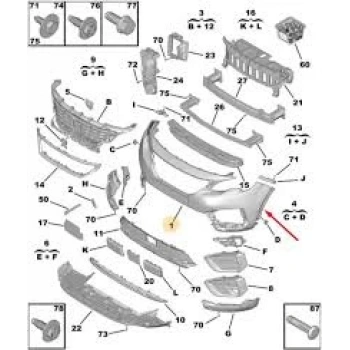 Ön Tampon Psa 5008 (P87) Bm 17- (Oem No: 1619190780)