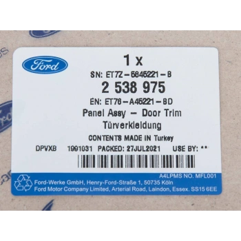 Panel Komple - Kapı Trımı Ford B-460 Transıt Courıer Bm 14- (Oem No: Et76 A45221 Bd)