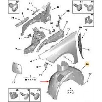 Sağ Çamurluk Davlumbazı Psa 508 (R8) 97-00 (Oem No: 9813373080)