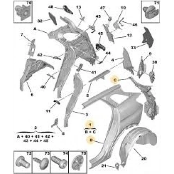 Çamurluk Arka Sag Psa 3008 B.M 2016- (Oem No: 1617343380)