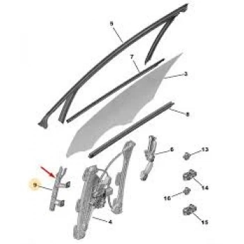 Ön Kapı Cam Hareket Kızagı : R Opel Corsa F Bm 20- (Oem No: 9823208080)