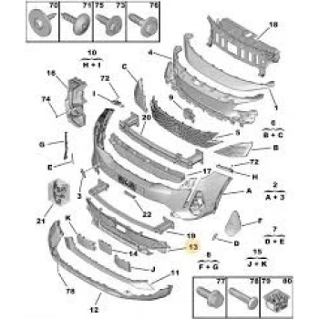 Ön Tampon Alt Izgarası Psa 5008 B.M 2016- (Oem No: 98367683Xt)
