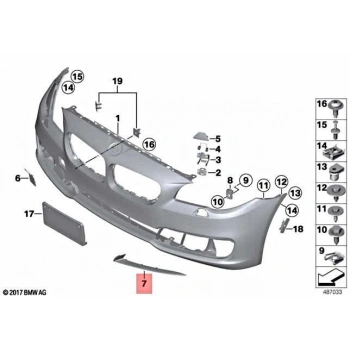 Tampon Izgarası Ön Kaplama : L ( Modern ) Bmw F10 Lcı-F11 Lcı-F18 Lcı Bm 14-17 (Oem No: Bmw 51117331767)