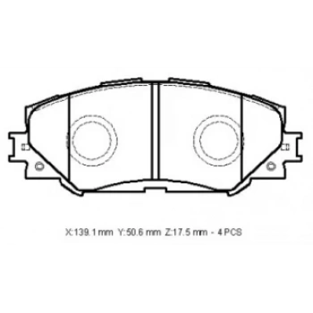 Toyota Corolla- E150- 07/13; Ön Fren Balatası Benzinli Tip (Disk)(139,1X50,6X17,5) (Daıwa) (Oem No: 04465-02240)