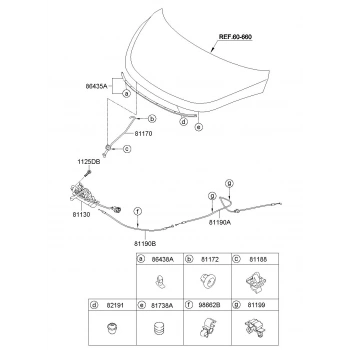 Tel Kaput Açma İ10 Kilide Gelen Kr Hyundaı I10 (Oem No: 1223Tka2009002)