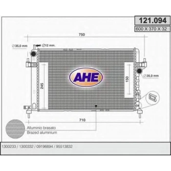 Su Radyatörü Al/Mknk 600X378X32 Mt Opel Corsa C Combo C Y17Dt 01-04 (Oem No: 1300233 1300332)