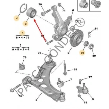 Teker Rulmanı Corsa E B12Xel / Corsa F F12Xel / Peugeot 208 Iı Ön Absli (Oem No: 1649102980)