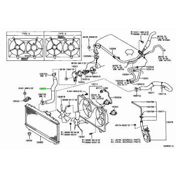 Radyatör Hortumu Alt . Japon Corolla (E11) 1.4 98-01 (Oem No: 16572-22030)