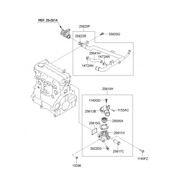 Termostat Kapak Üst İ20 15-18 Dizel (Oem No: 25613-2A750)