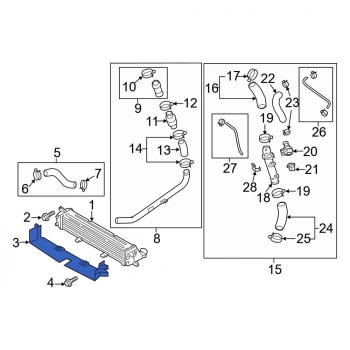 Intercooler Davlumbazı (Ara Soğutucu) Elantra 16-18 1.6 Dizel (Oem No: 28272-2A680)