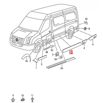 Çamurluk Bandı Orta Sol Vw Crafter Bm 06-16 (Oem No: 2E1853535Bj)