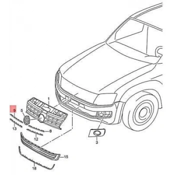 Ön Panjur Çıtası Vw Amarok Bm 15- (Oem No: 2Hh8537642Zz)