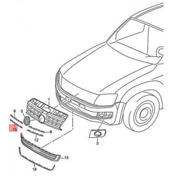 Ön Panjur Çıtası Vw Amarok Bm 15- (Oem No: 2Hh8537662Zz)