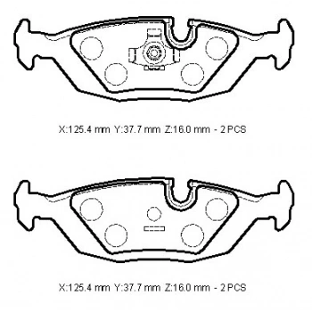 1984-1991 Bmw 3 Serisi Arka Fren Balatası 316-318-320-325 (Kablosuz)(Disk)(125,40X37,70X16)(Bramax) (Adet) (Oem No:34211153196)