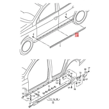 Kapı Bandı Passat 10-15 (Nikelajlı) Arka Sol (Oem No: 3Aa854949Agru)