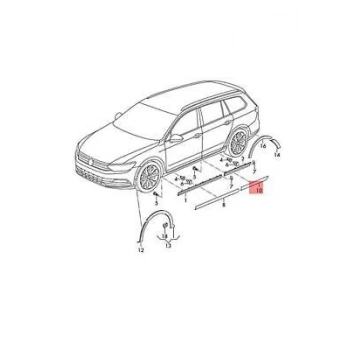 Kapı Bandı Arka Sag Sıyah Vw Passat Bm 14- (Oem No: 3G08533349B9)