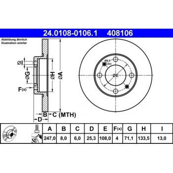 Fren Diski 106  96-04 / 206 98-08 / 306 93-02 / Saxo 96-04 / Xsara 97-05 / Arka Düz 247-4 (Oem No: 4246G6)