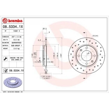 Fren Diski 106  96-04 / 206 98-08 / 306 93-02 / Saxo 96-04 / Xsara 97-05 / Arka Düz 247-4 (Oem No: 4246G6)