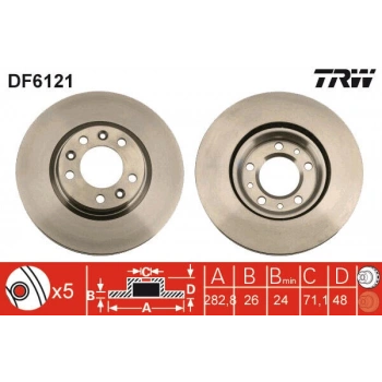 Fren Diski 407 05Sonrası / 508 I 10-18 / C5 Iı-Iıı 08Sonrası / Ön Havalı 283-5 (Oem No: 4246P7)