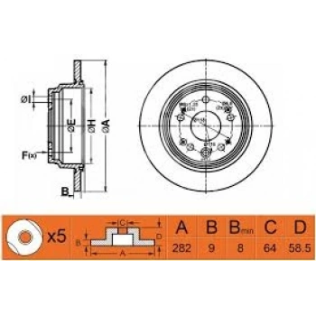 Fren Diski Arka . Japon Crv (Rd) 2.0 02-06 (Oem No: 42510-Sca-E00)