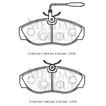 1997-2002 Fiat Ducato Ön Fren Balatası 2,0-2,5-2,8 (2 Kablolu)(Disk) (145X60,5X19) (Bramax) (Adet) (Oem No:425451)