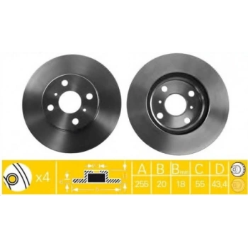 Fren Diski Ön . Japon Yarıs (P1) 1.0:1.3 99-05 (Oem No: 43512-52040)