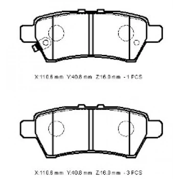 Nıssan Pathfınder- 05/09; Arka Fren Balatası (Disk) (110.6X40.8X16)(Daıwa) (Oem No: 44060-Ea090)
