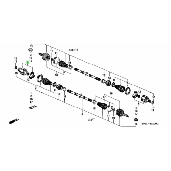 Aks Kafası İç  Sol . Japon Cıvıc (Ej, Ek, El) 1.4:1.6 96-00 (Oem No: 44310-S04-900)