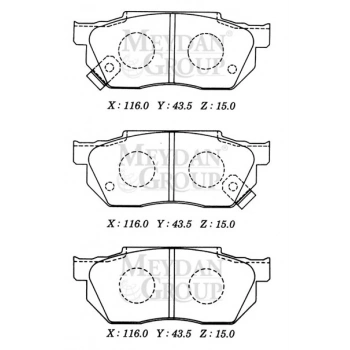 1992-1995 Honda Civic Sdhb Ön Fren Balatası 1.4Cc Tırnaklı Tip (Disk) (116X43,5X15) (Daıwa) (Adet) (Oem No:45022Sr3910)