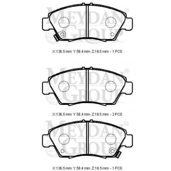 2002-2004 Honda Civic Sd Ön Fren Balatası (Disk) (136,5X51,5X16,5) (Daıwa) (Adet) (Oem No:45022Sr3V00)