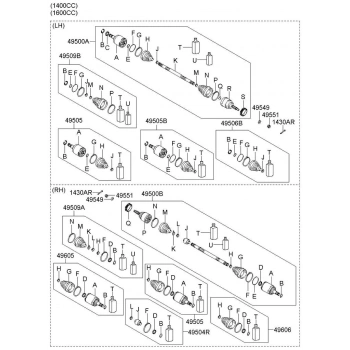 Aks Körüğü Takım Dış Accent 06-11 Era Dizel / Getz 06Sonrası Dizel (Oem No: 49509-1E600)