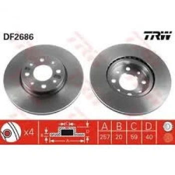 Fren Diski Ön Tk 257Mm Fıat Fıorıno/Doblo/Lınea/Albea/Idea/500/Debra/Mıto/Bıpper/Nemo Bm 03- (Oem No: 51749124)