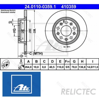 Fren Diski Arka 264 Mm 5 Bıjon Düz/Adet Fıyatıdır(Kutu İç I 2Adet) Fıat Gıulıetta 1,4 Tb 1,6 Jtdm 10- (Oem No: 51806283)