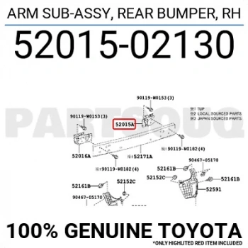 Toyota Corolla- Nde180- 13/18; Arka Tampon Demiri Bağlantı Ayağı Sağ (Metal) (Oem No: 52015-02130)
