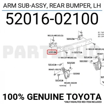 Toyota Corolla- Nde180- 13/18; Arka Tampon Demiri Bağlantı Ayağı Sol (Metal) (Oem No: 52016-02100)
