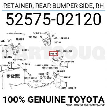 Tampon Bağlantı Braketi Corolla Arka 13Sonrası Sağ (Oem No: 52575-02120)