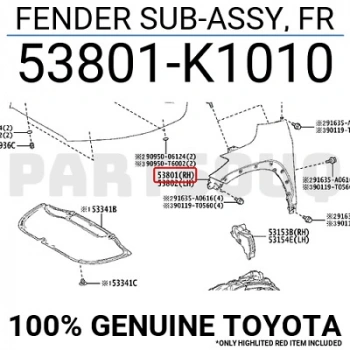 Çamurluk Corolla Cross 22Sonrası Dodik Delikli Sol (Oem No: 53801-K1010)