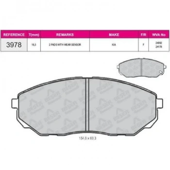 Fren Balatası Ön Kore Sorento Benzın-Dızel 02- (Oem No: 581013Ee00)