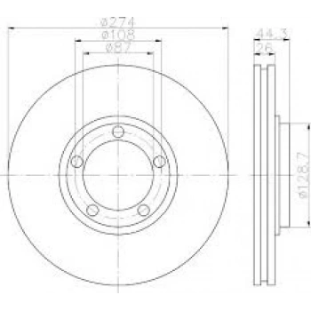 Fren Diski Ön Adet : 275 X 5 Havalı Kore H100 Kmy 04-/Starex 03-08/Lıbero Dızel 2004- (Oem No: 581294A200)