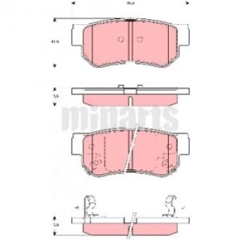 Fren Balata Getz 03-11 / Sonata 99-11 / Santa Fe 01-10 / Tucson 05Sonrası / Sportage 97Sonrası Disk Arka (Oem No: 58302-3Fa10)