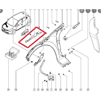 Renault Clıo- 4- Sport Tourer- 13/16; Ön Çamurluk Bağlantı Suportu Sağ (Orta Kısım)(Sac)(Eaglebody (Oem No: 641340096R)