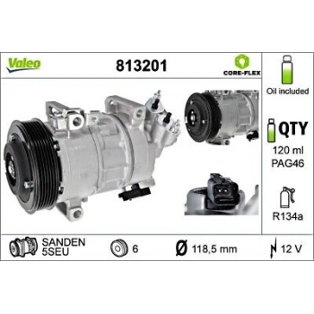 Klima  Komresoru 308 / 3008 / 508; 5008 / Rcz / Partner Tepe 1.6 16V 1.6Vtı  /Berlıngo / C4 I / C4 Iı / Ds4 / Ds5 1.6 Vtı/Thp/Hdı 09-15 (Oem No: 6453Wf)