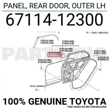Kapı Sacı Corolla 06-13 Arka Sol (Oem No: 67114-12300)